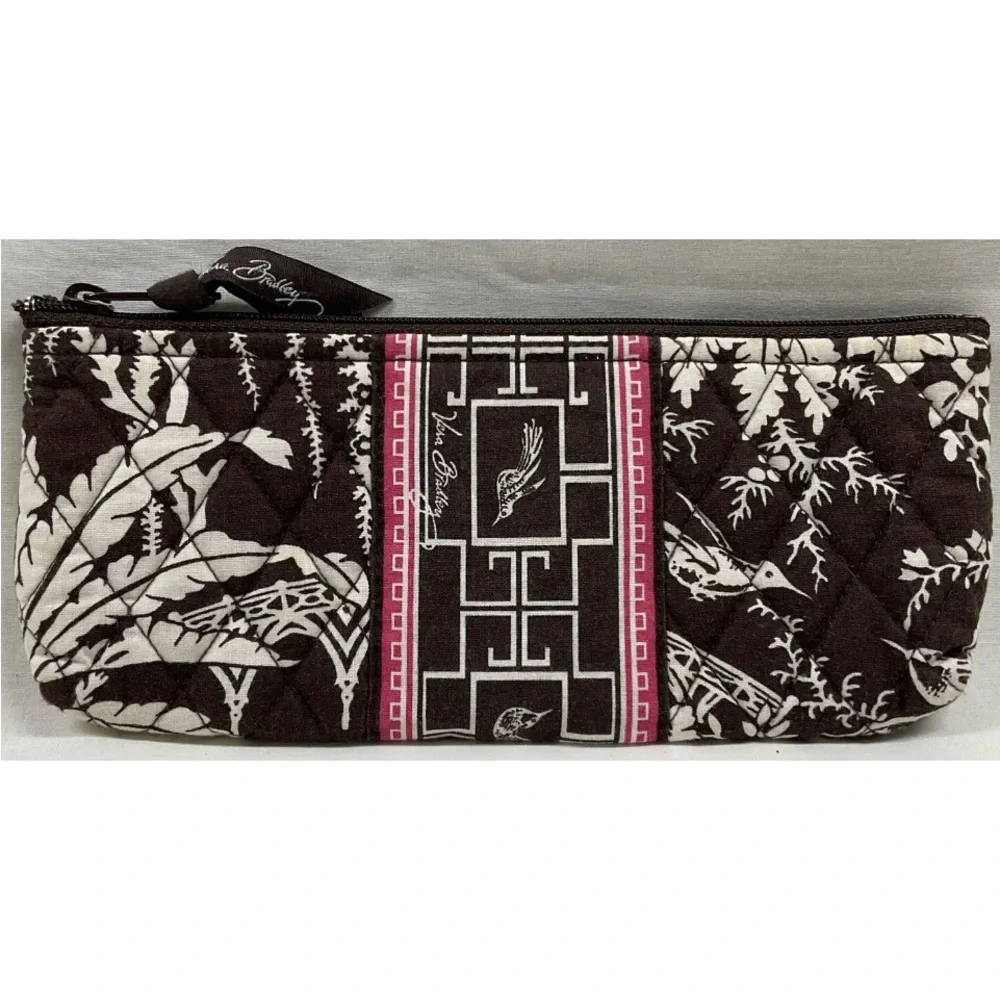 Vera Bradley Ming Garden Imperial Toile Pencil Pouch Cosmetic Makeup Bag NEW